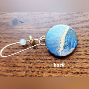 Porcelain circle wire drop earrings